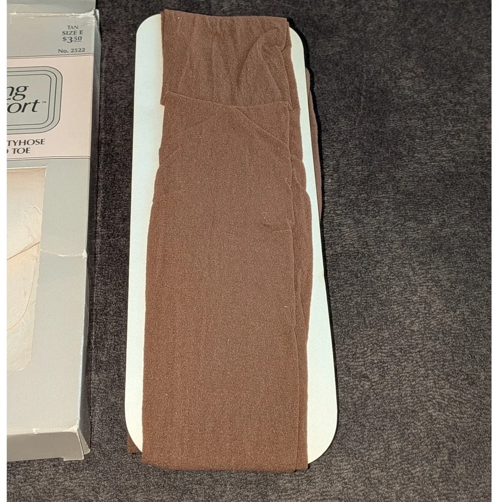 Lasting Comfort Daysheer Pantyhose Tan Size E Reinforced Toe Vintage No 2522 USA